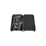 Topeak Pakgo EX bike transport case in black with multi-directional wheels, designed for secure bike travel accessories.