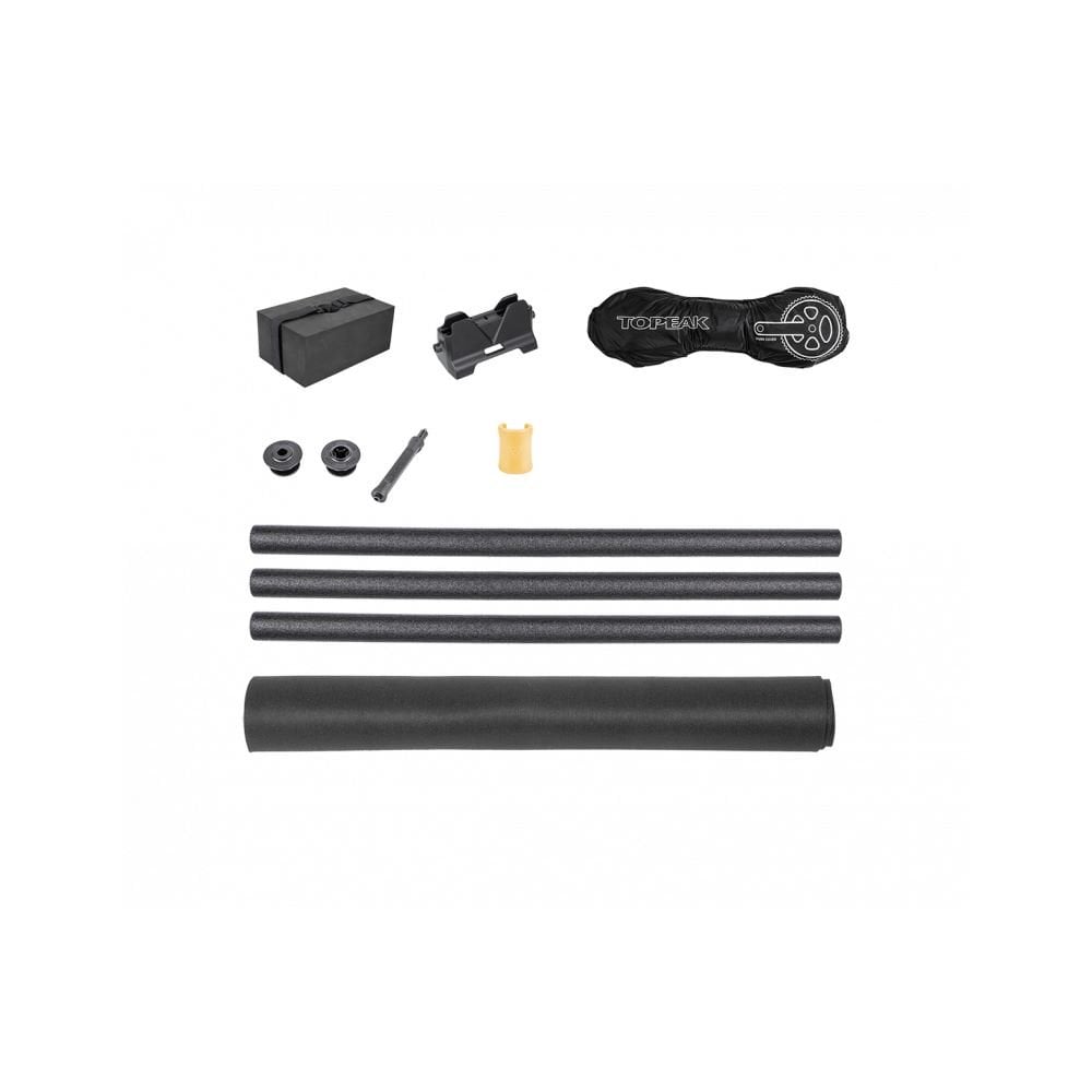 Topeak Pakgo EX bike transport case in black with multi-directional wheels, designed for secure bike travel accessories.