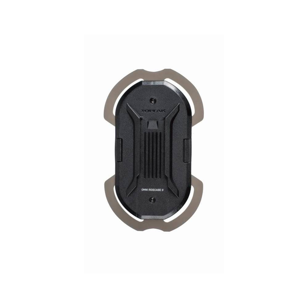 Topeak Omni Ridecase II bike phone mount with stem multi-mount in black, securely holds smartphone on bicycle handlebars.