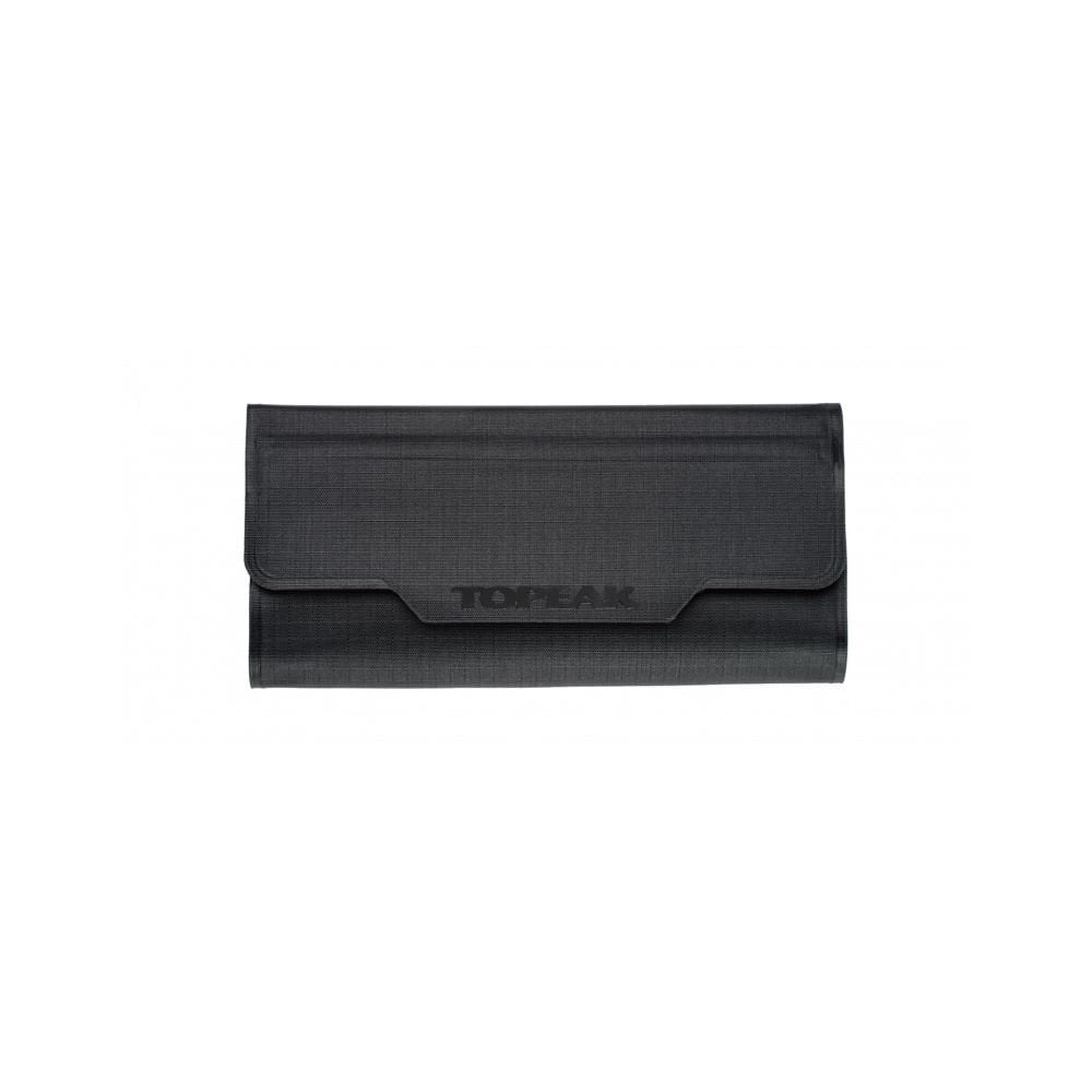 Topeak waterproof Phone Drywallet accessory in black holding phone and essentials, designed for outdoor use and protection.