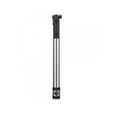 Crankbrothers Klic Mini Floor Pump in silver and black with magnetic hose, portable bike pump accessory for inflating tires.