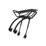 Topeak Tetrarack M2 HD black rear bike rack with QuickTrack system mounted on a bicycle for carrying gear.