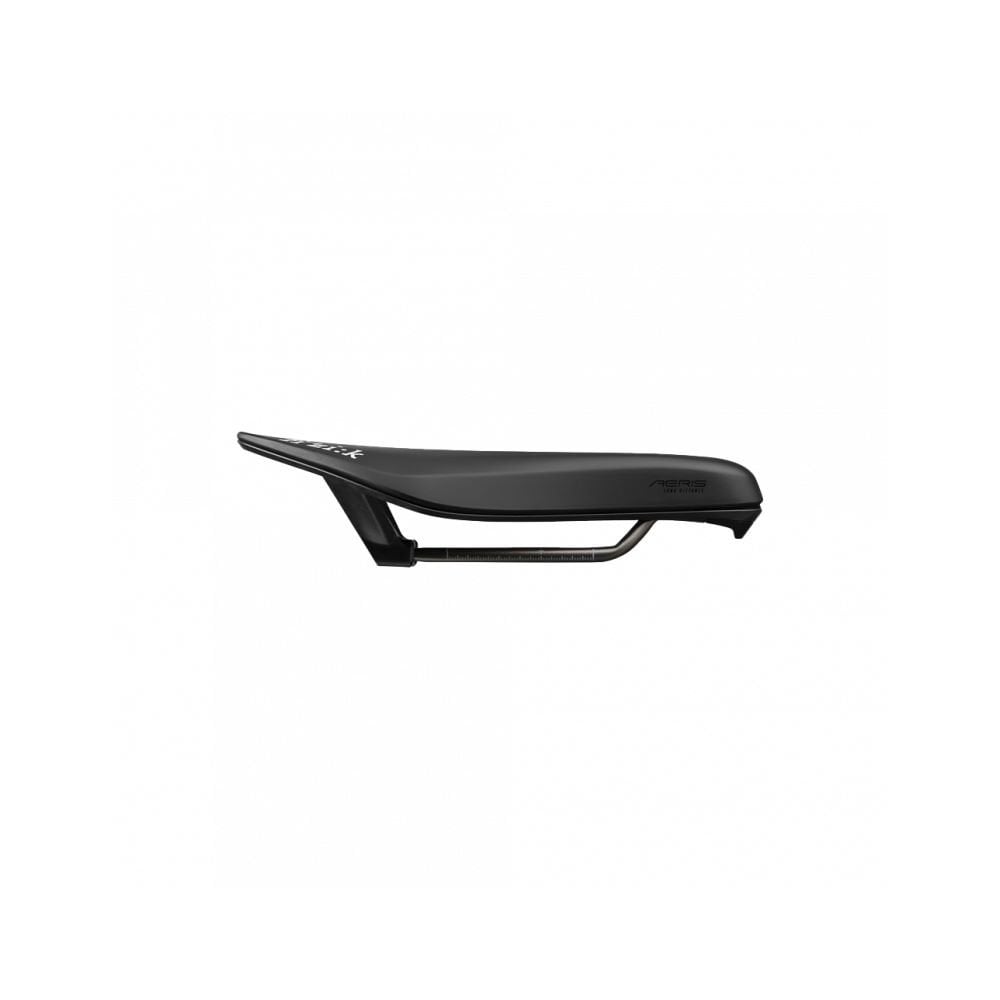 Fizik Transiro Aeris R3 long-distance triathlon saddle with split-nose design in black, designed for comfort and performance.