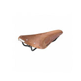 Brooks B17 Softened Tan Leather bike saddle with durable black steel rails, designed for comfortable cycling.