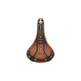 Brooks B17 Softened Tan Leather bike saddle with black steel rails, durable and comfortable for cycling components.