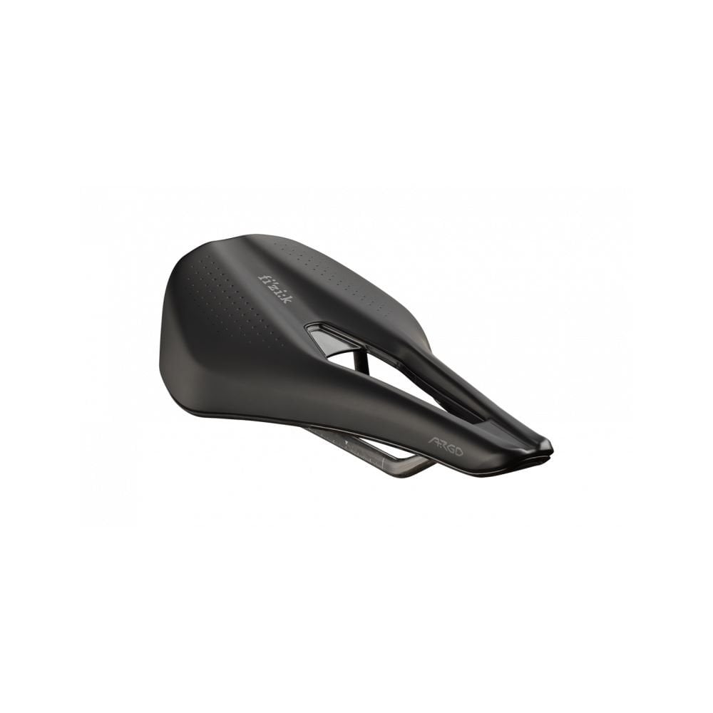 Fizik Tempo Argo R1 endurance road bike saddle with Wingflex design, showcasing ergonomic shape and lightweight construction.