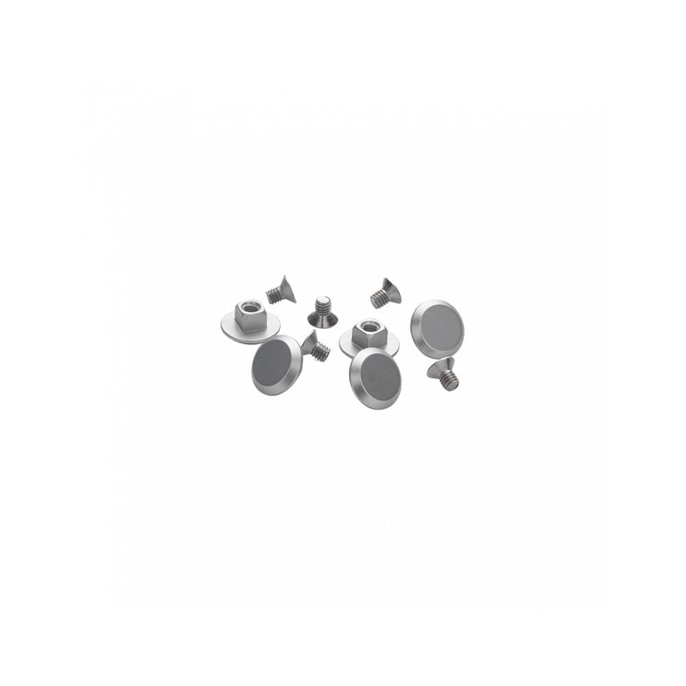 Brooks Stud and Bolt Silver saddle replacement kit with five components, including screws and fasteners, for bike saddle repairs.