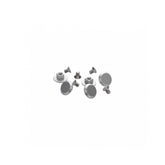 Brooks Stud and Bolt Silver saddle replacement kit with five components, including screws and fasteners, for bike saddle repairs.