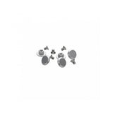 Brooks Stud and Bolt Silver saddle replacement kit with five components, including screws and fasteners, for bike saddle repairs.