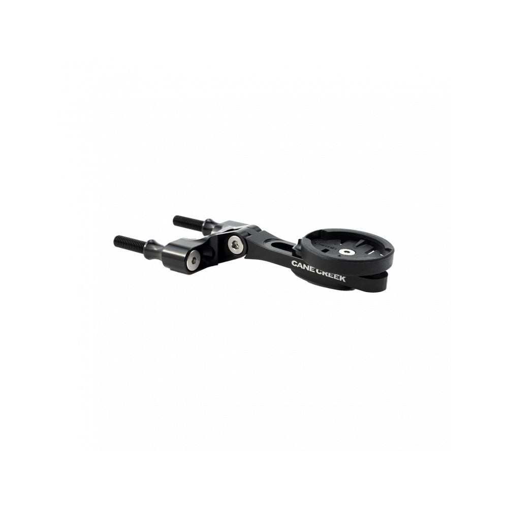 Cane Creek black computer mount for Garmin and Wahoo cycling devices, designed for bike handlebar attachment.