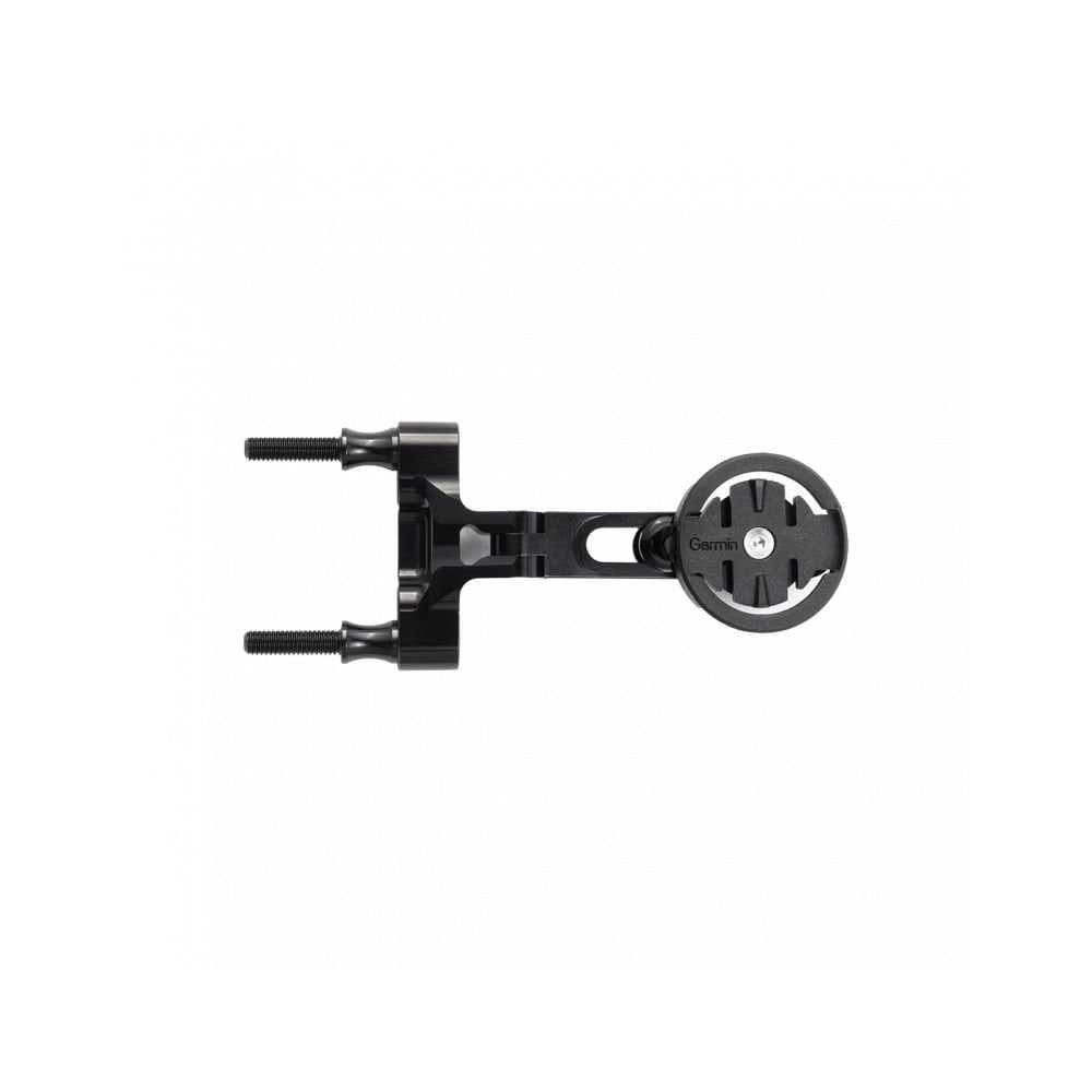 Cane Creek black computer mount for Garmin and Wahoo cycling devices, shown attached to bike handlebar.