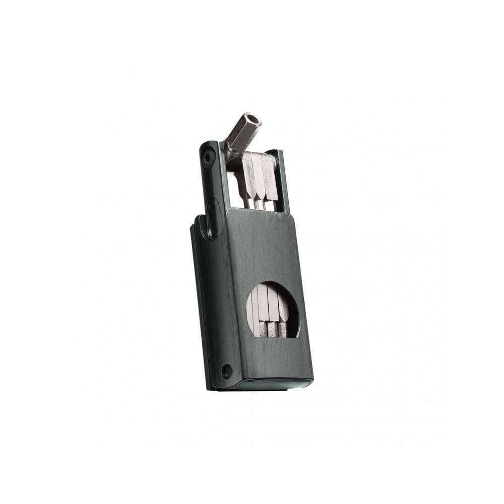 Crankbrothers F11 multi-tool in black with tyre plug and chain link holder, suitable for bike maintenance workshop use.