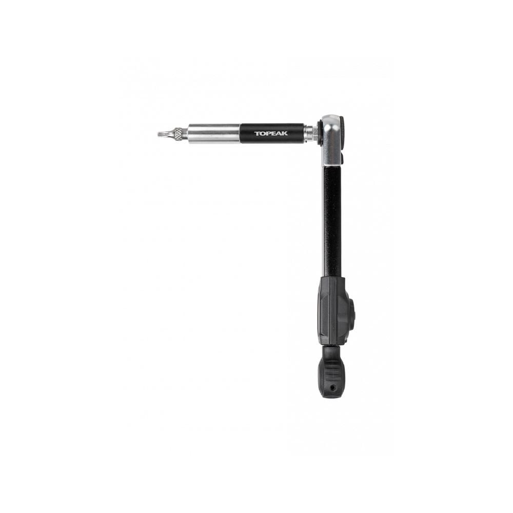 Topeak Torq Rocket Mini Ex black torque wrench with 17 bike repair functions, compact workshop tool for precise bike maintenance.