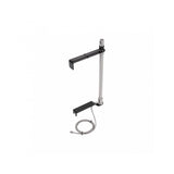 Topeak Fix Station steel floor pump for bike tires, sturdy silver and black workshop pump with digital gauge and ergonomic handle.