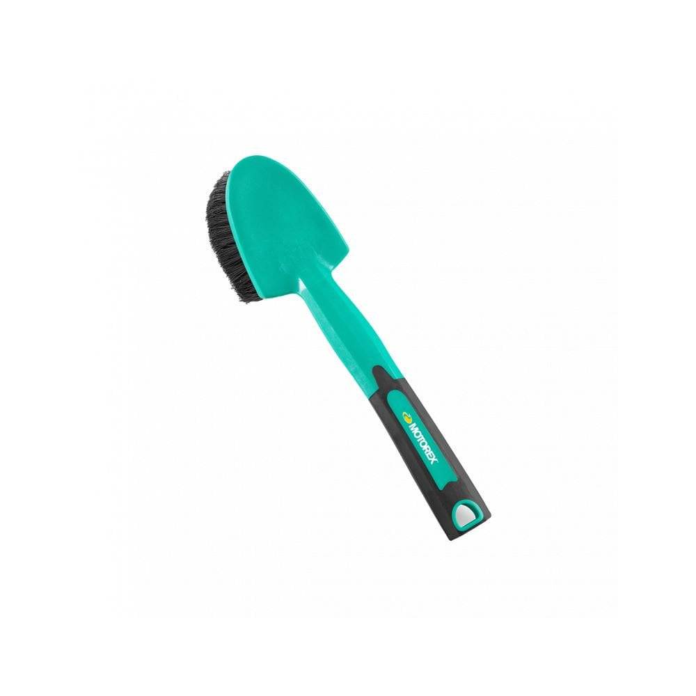 Motorex bicycle cleaning brushes set for hard, soft, and cassette surfaces, workshop tools for bike maintenance.