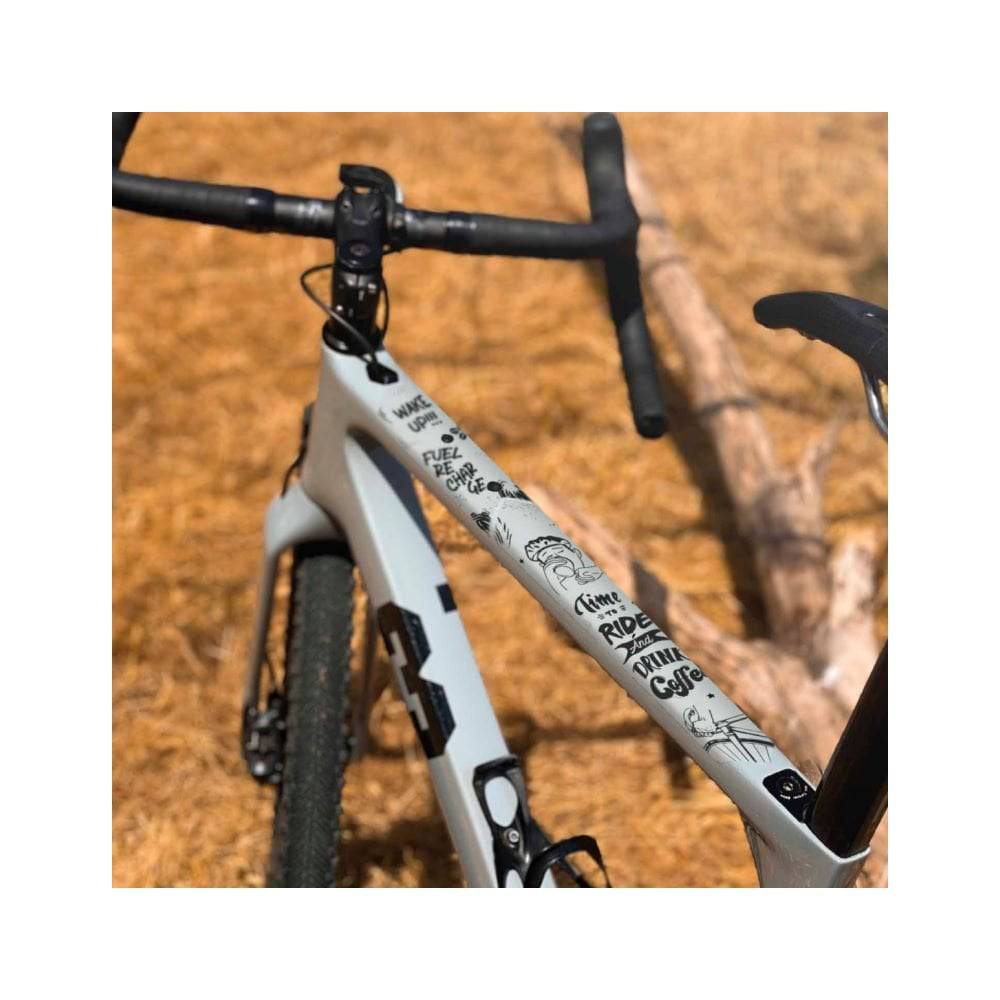 All Mountain Style frame guard stickers for gravel and road bikes, designed for protection and style on bike frames.