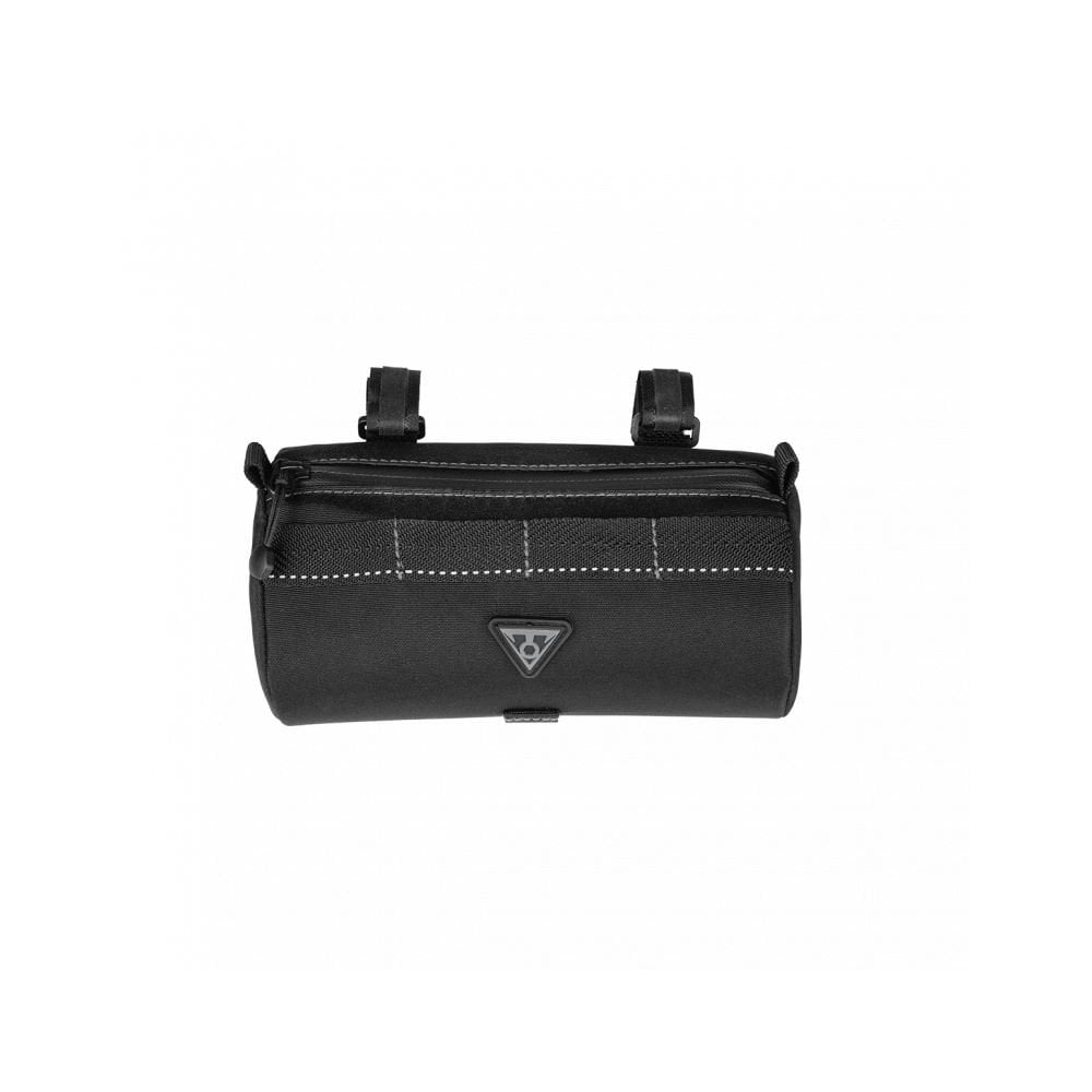 Topeak Tubular Barbag 1.5L handlebar bag with shock-absorbing foam and Molle straps for bike touring accessories.