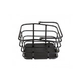 Topeak Urban Basket DX pannier bag mounted on a bicycle rack, designed for MTX QuickTrack, MIK, and Racktime racks.