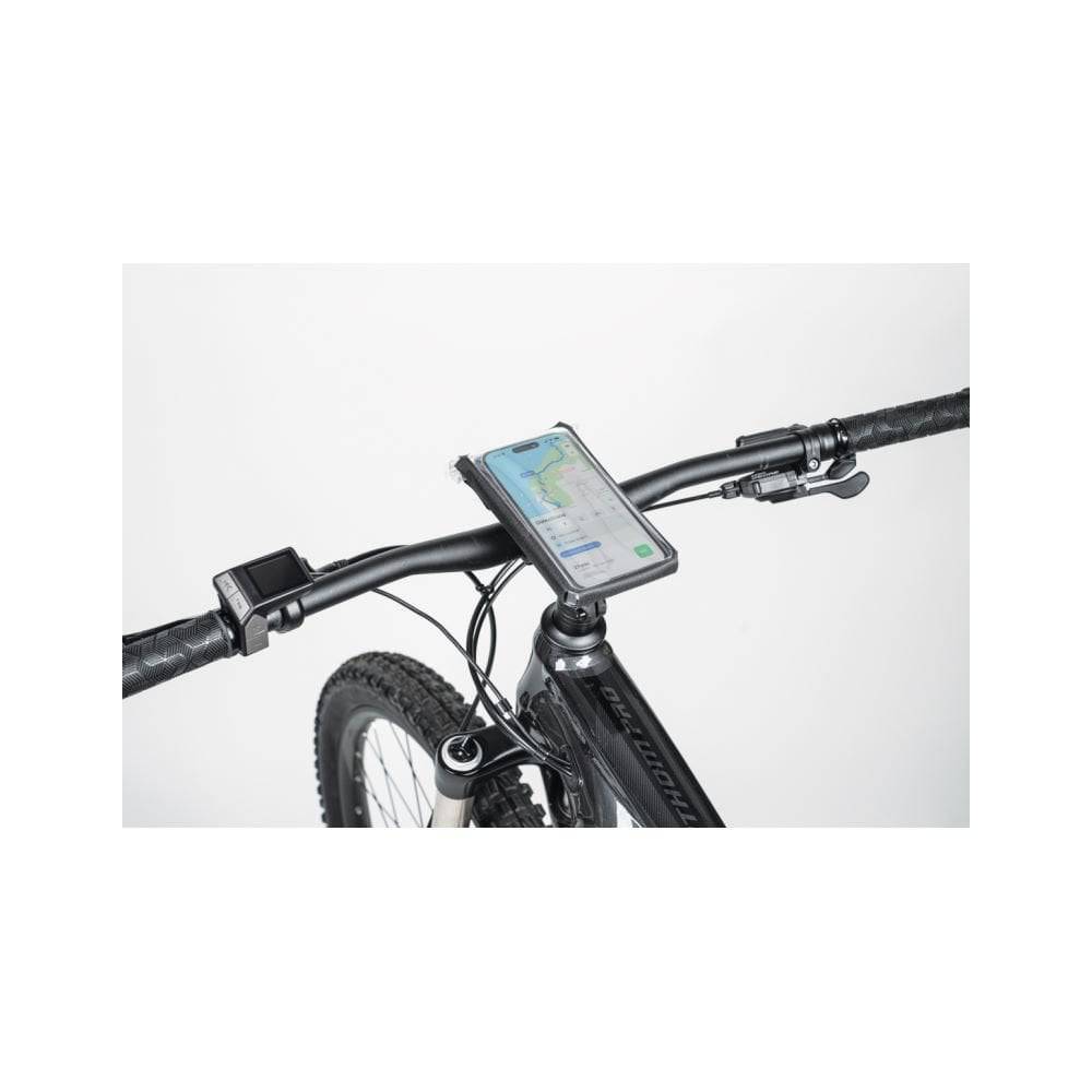 Topeak waterproof phone drybag with QuickClick® mount, designed for smartphones up to 6.9 inches, providing secure protection.
