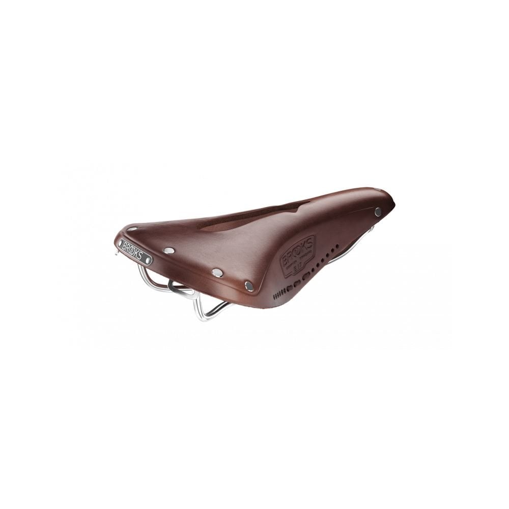 Brooks B17 Carved saddle with cut-out design for pressure relief, showcasing its classic leather construction and ergonomic shape.