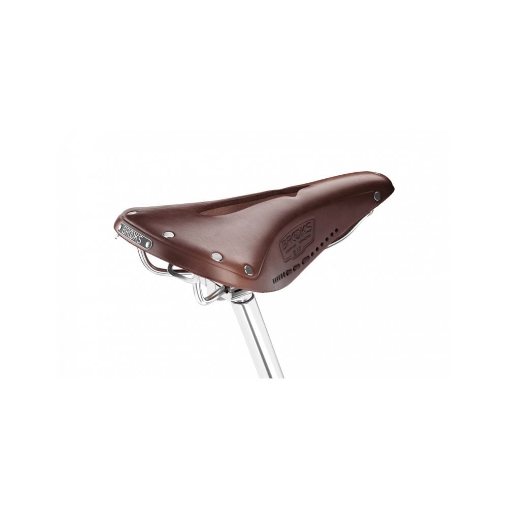 Brooks B17 Carved saddle with cut-out design for pressure relief and comfort, bicycle seat with leather construction.