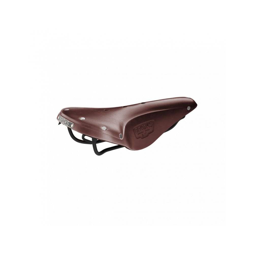 Brooks B17 Narrow saddle for sporty cyclists, lightweight, durable bike seat with leather cover and metal rails.