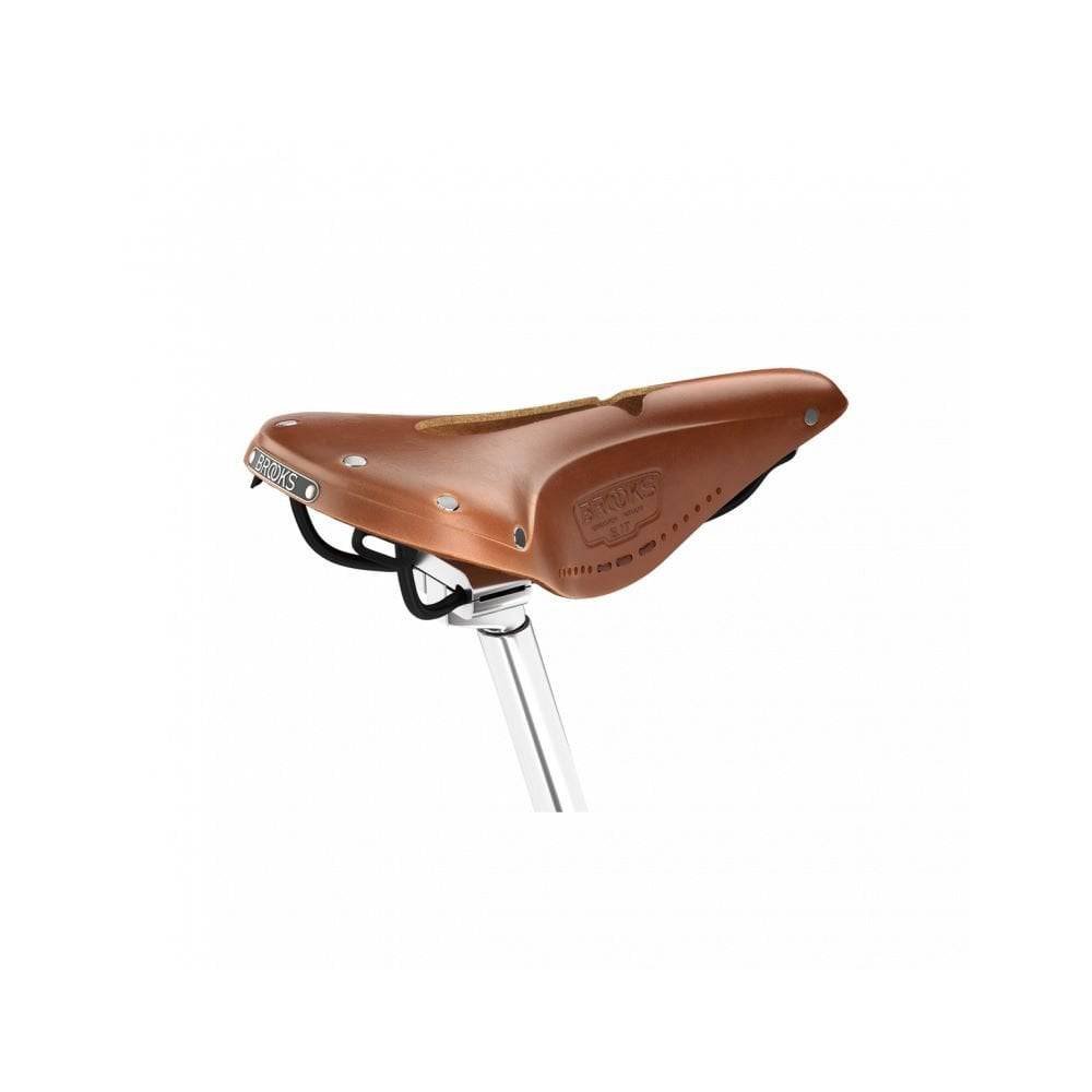 Brooks B17 Narrow carved bike saddle with pressure-relieving cut-out design, ideal for comfortable cycling.