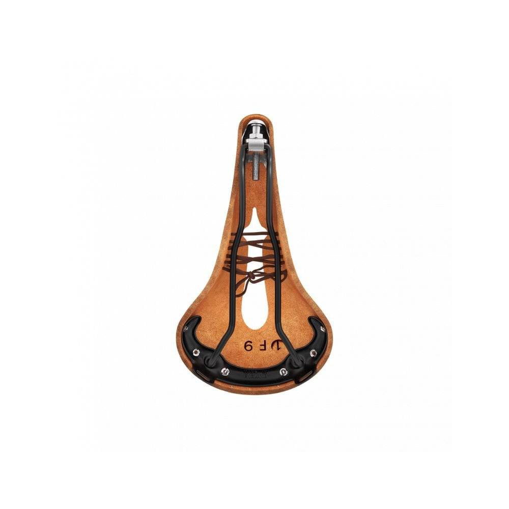 Brooks B17 Narrow Carved Bike Saddle with pressure-relieving cut-out, featuring a leather cover and durable metal rails.