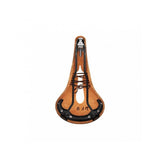 Brooks B17 Narrow Carved Bike Saddle with pressure-relieving cut-out, featuring a leather cover and durable metal rails.