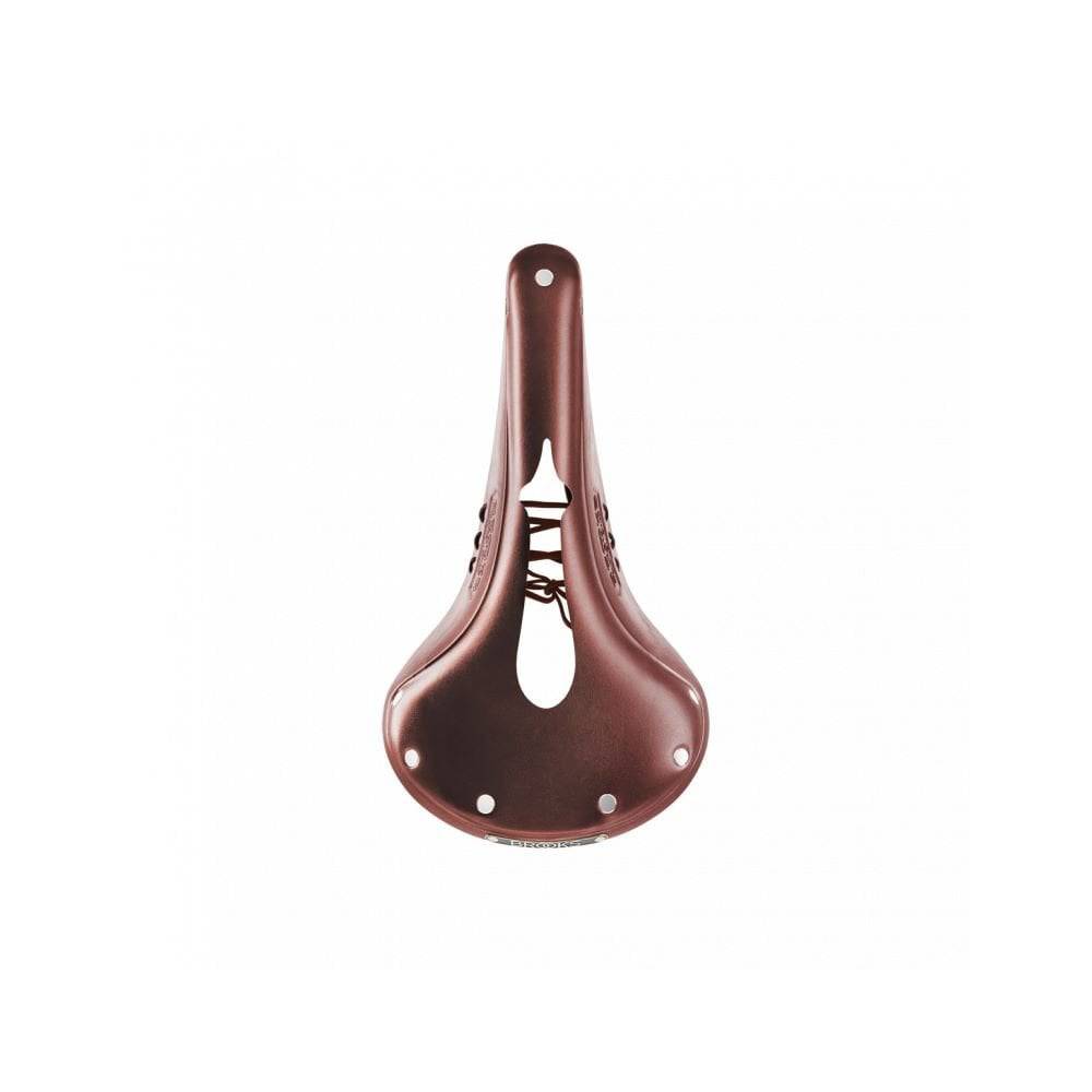 Brooks B17 Narrow carved bike saddle with pressure-relieving cut-out design, ergonomic cycling component for comfort.