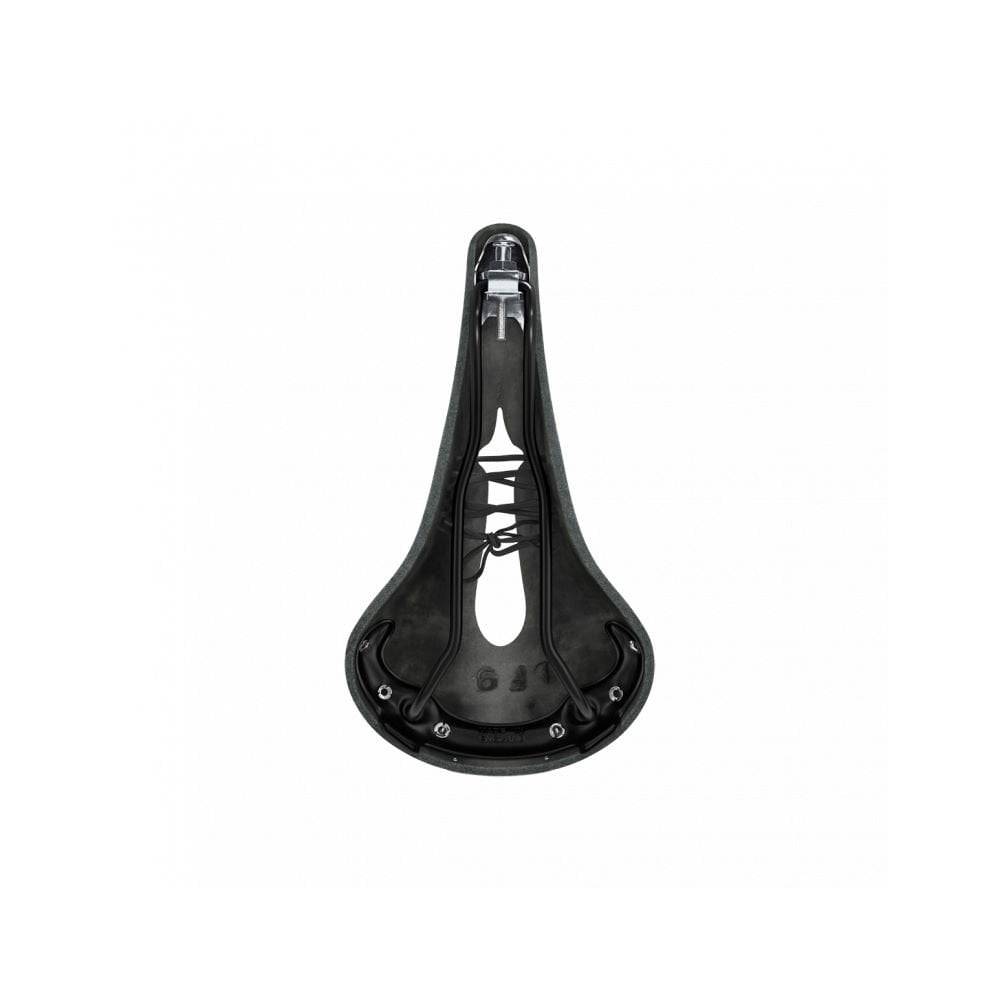 Brooks B17 Narrow carved bike saddle with pressure-relieving cut-out, designed for comfort and support during cycling.