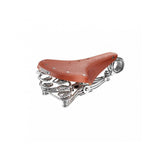 Brooks B33 saddle with rear coil springs and chrome rails, designed for comfortable bike riding components.