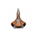 Brooks B33 saddle with rear coil springs and chrome rails, designed for comfort and durability in cycling components.