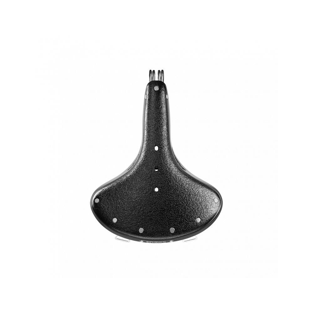 Brooks B33 saddle with rear coil springs and chrome rails for comfortable cycling bike component.
