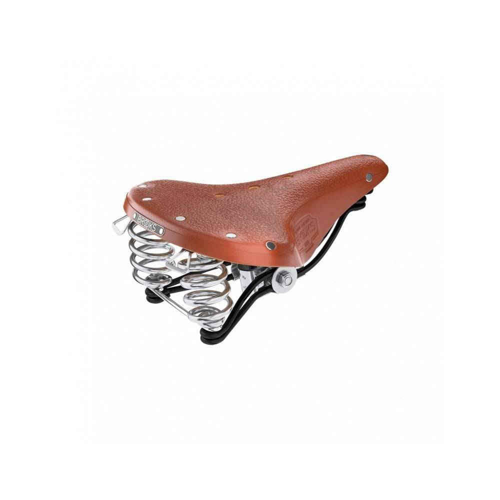 Brooks B66 saddle for touring and city bikes with dual black steel rails, unisex design, bike component for comfortable riding.