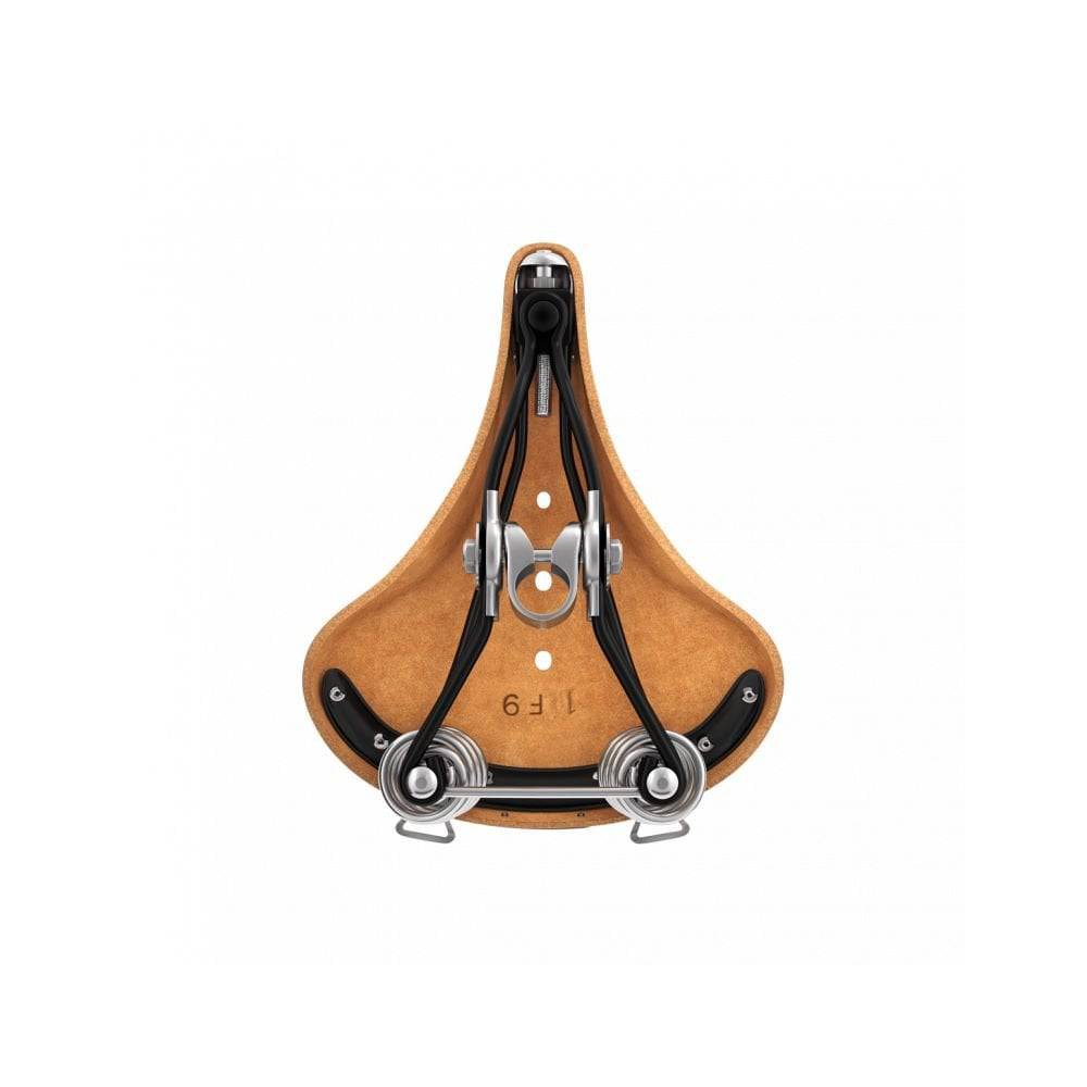 Brooks B66 saddle for touring and city bikes with dual black steel rails, unisex design, lightweight and comfortable bike component.