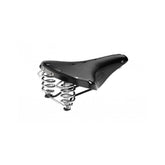 Brooks B67 coil spring saddle with chrome rails, designed for micro-adjust seat posts, featuring classic leather and comfort.