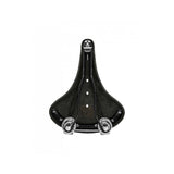 Brooks B67 coil spring saddle with chrome rails for micro-adjust seat posts, designed for comfortable bike riding.