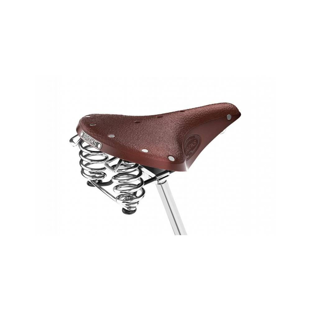 Brooks B67 Ladies Saddle with coil spring suspension, comfortable riding component for bicycles, featuring durable leather and ergonomic design.