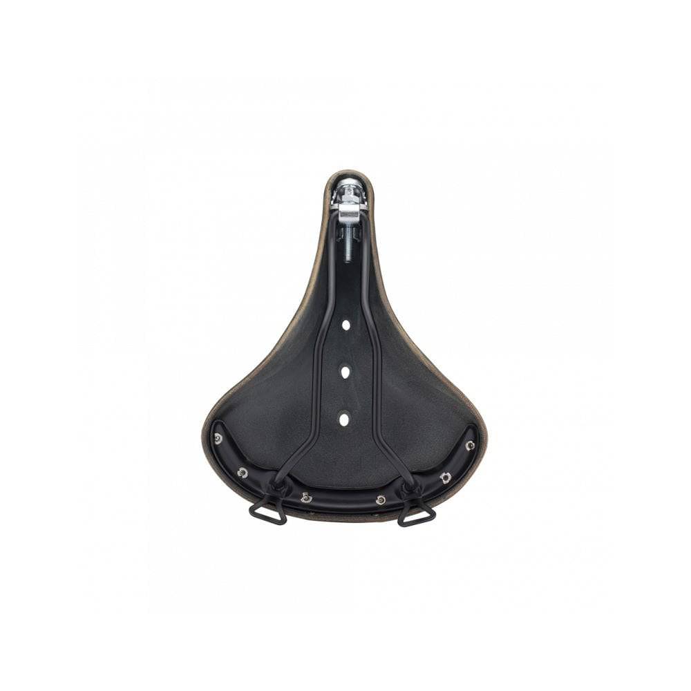 Brooks B68 leather city bike saddle with rear bag loops, designed for comfort and classic cycling style.