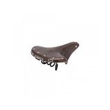 Brooks B72 unisex bicycle saddle with loop suspension, designed for comfortable upright cycling, showing its leather cover and sturdy frame.