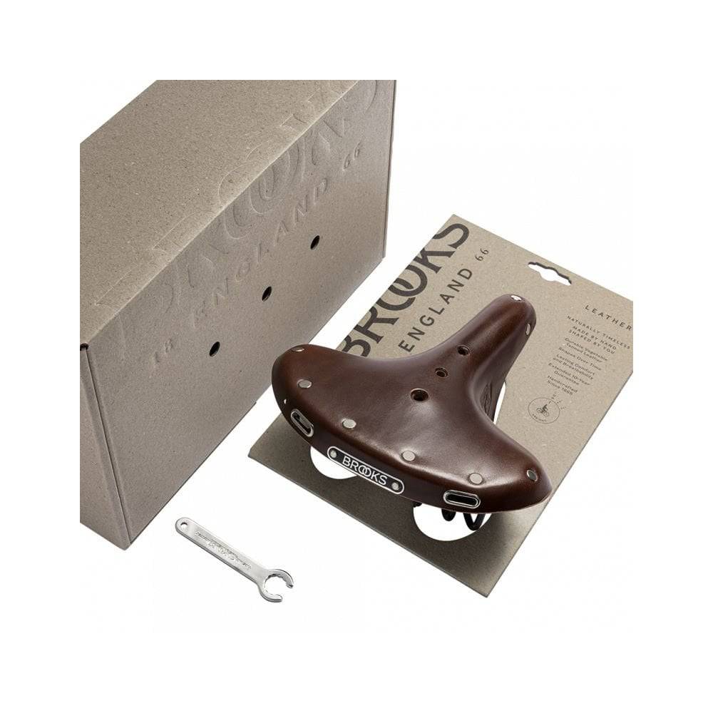 Brooks B72 unisex bicycle saddle with loop suspension, designed for comfortable upright riding, shown from a side angle.