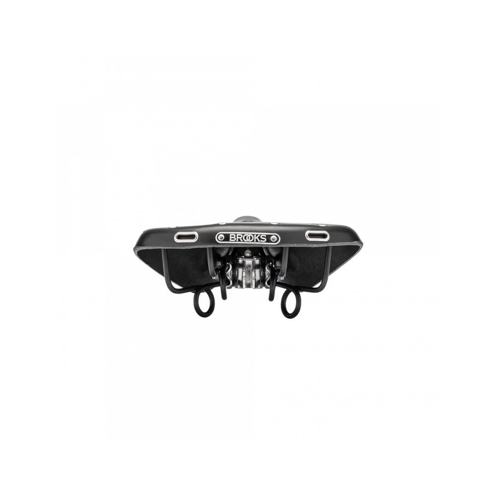 Brooks B72 unisex bicycle saddle with loop suspension, designed for comfortable upright riding, shown from a side view.