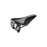 Brooks Flyer saddle with sprung suspension for comfortable mountain biking and long rides, showcasing durable leather and ergonomic design.