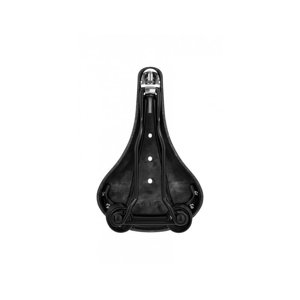Brooks Flyer saddle with sprung suspension, designed for comfortable mountain biking and long-distance cycling.