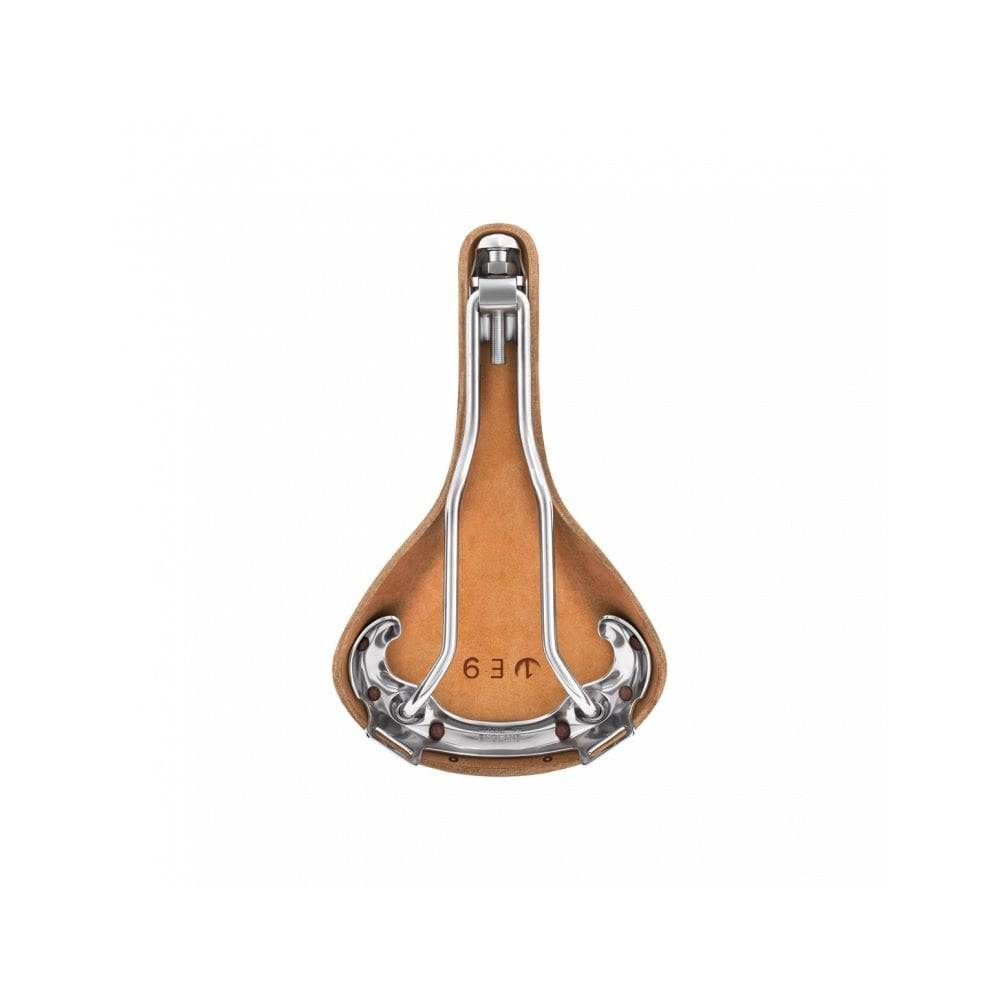 Brooks Swift Chrome road bike saddle with stylish chamfered design, lightweight components for cycling comfort and performance