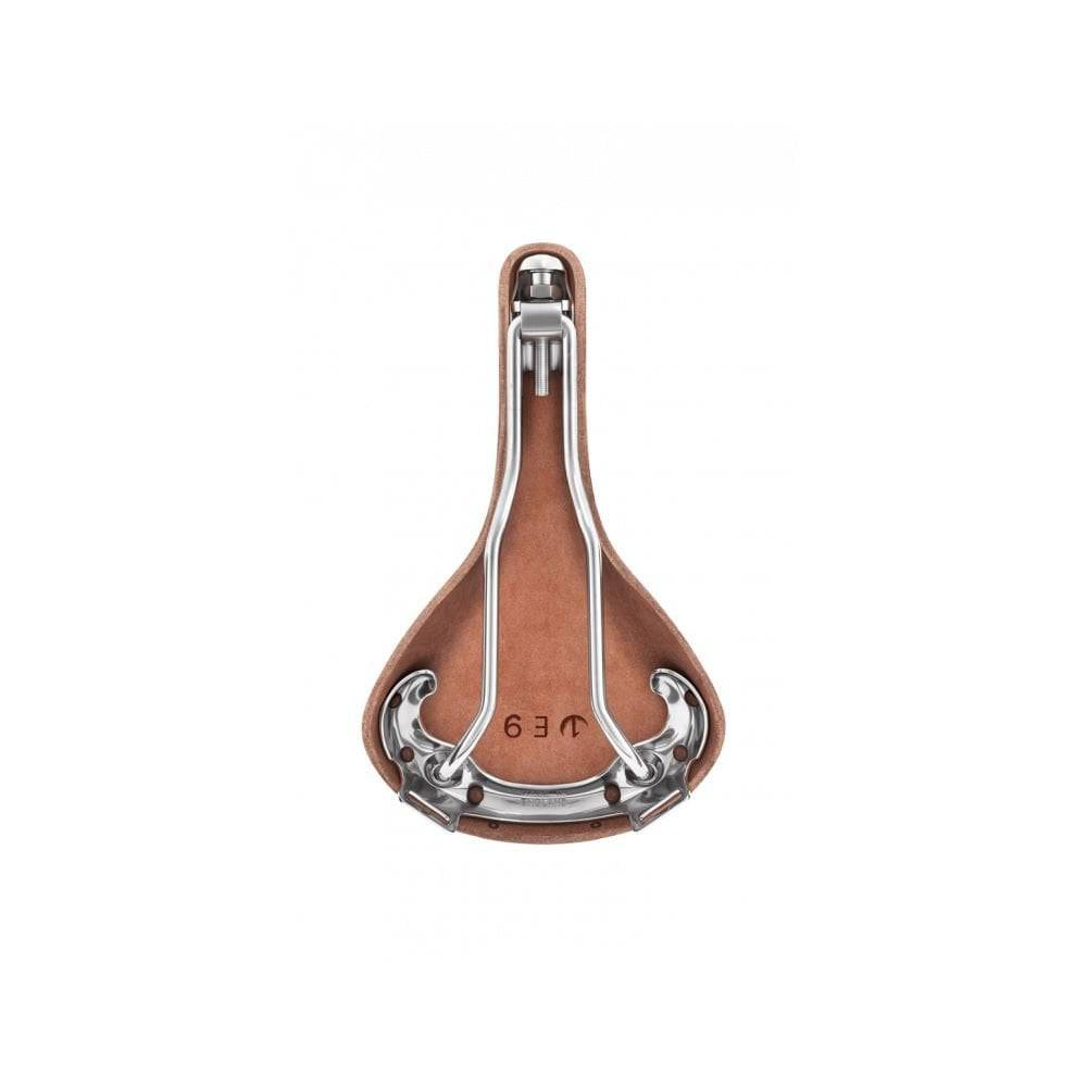 Brooks Swift Chrome Road Bike Saddle with chamfered design, featuring sleek styling and ergonomic shape for cycling comfort.