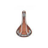 Brooks Swift Chrome Road Bike Saddle with chamfered design, featuring sleek styling and ergonomic shape for cycling comfort.