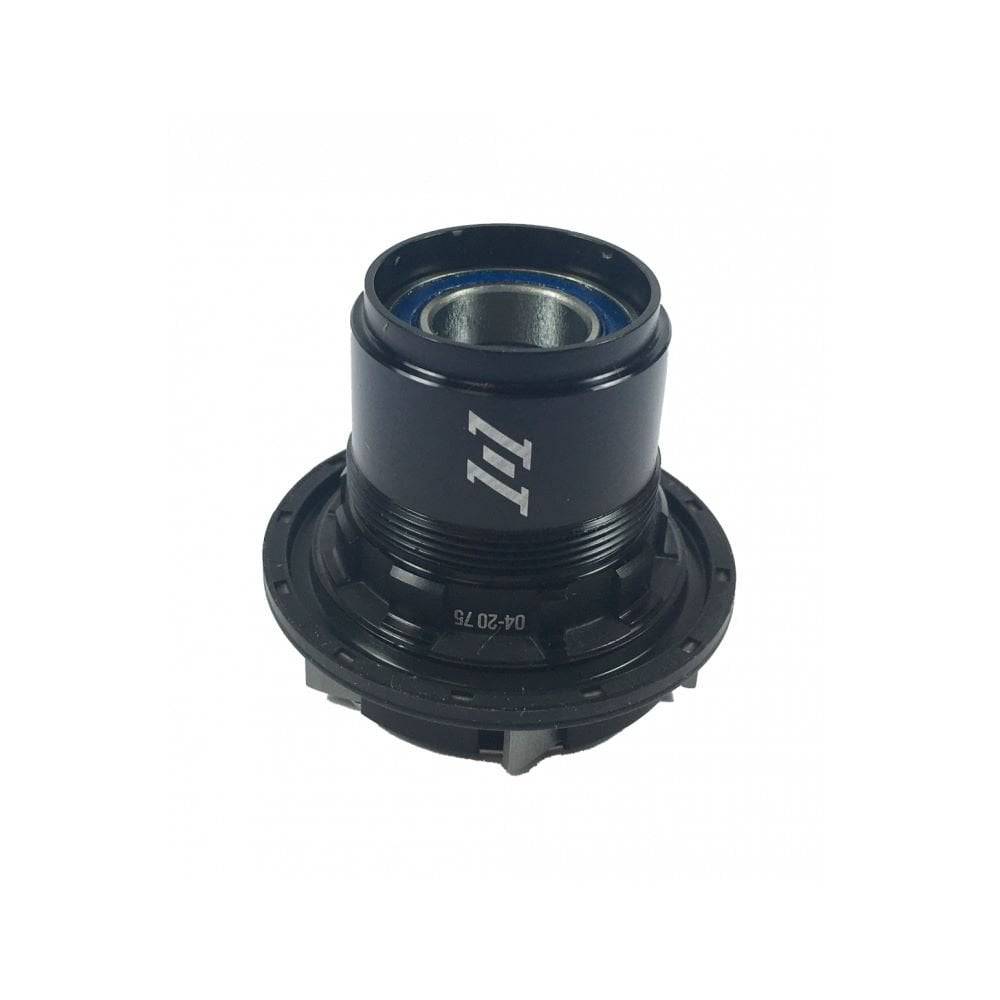 Crankbrothers Synthesis freehub body for I9 Hydra and 1/1 wheels, compatible with HG XD Micro Spline, shown on a bicycle wheel