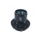 Crankbrothers Synthesis freehub body for I9 Hydra and 1/1 wheels, compatible with HG XD Micro Spline, shown on a bicycle wheel